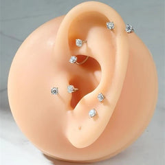 6/2pcs Horseshoe Nose Rings with L-Shape Nose Stud, Stainless Steel
