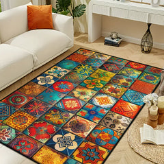 Style Carpet] Bohemian Persian Style Dark Pattern  Modern Home Decor Carpet Non-Slip Living Room, Bedroom, and Outdoor Use