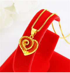 24K Gold Color Flower Pendant Necklaces for Women 18 Inch Water Wave