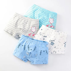 Kid Flat Angle Underwear 4pcs Boys Underwear 2-14 Year Old Student Cartoon Underwear Pure Cotton Children Underwear