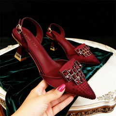 2026 Elegant Green Rhinestone Slingback Heels by Venus Chan - Italian Designed Pointed Toe Bridal Evening Party Shoes