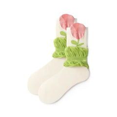 New Style Crew Socks for Women Spring Fashion Cute Flower Long Cotton Socks Japanese Style Breathable Casual Trendy Absorb Sweat