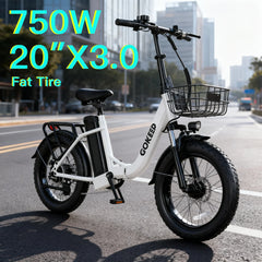 L20  E-Bike 750W motor 48V10AH folding mountain Electric Bicycle Mechanical brake 20*3-inch tire urban commuting Electric  Bike