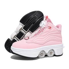 Unisex Automatic Retractable Roller Skates Women's High Top Sports Shoes with Wheels Dual-purpose Skating Sports Shoes