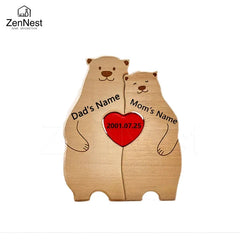 Bear Home Wooden Puzzle Personalized Custom Decor Heart Warmer