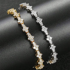 Round Stone Star Cubic Zirconia Bracelet Hip-Hop Jewelry For Men Shiny Elegant Fashion Accessory Classic  Gift For Birthday