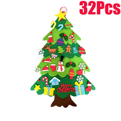 DIY Felt Christmas Tree with Hanging Ornament LED String Lights for Kids Gifts Christmas Decoration 2024 New Year Xams Supplies