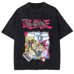 Yu Gi Oh Anime Print T-shirt Yugi Muto Manga Graphic T Shirt Men Women Clothing Summer Short Sleeve Tees Washed Cotton Tshirt