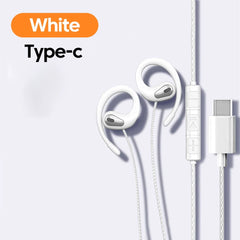 3.5mm/Type-C Wired Headphones Hook-on Ear HD Noise Cancelling Call Earphones With Dual Mic Headset For Cellphone Computer Earbud