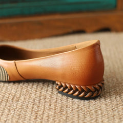 【JOCHEBED HU】Spring Autumn Women Pumps Genuine Leather Sheepskin Upper Pointed Toe Low Heels Women Shoes Fashion Retro 34-43