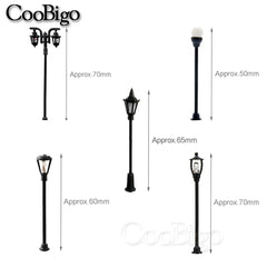 10pcs Micro Street Lamp Road Streetlight Mini Lamppost Light LED Lighting Miniature Model DIY Craft Garden Landscape  Decoration