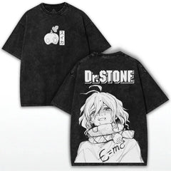 Suika Dr.STONE Anime Asagiri Gen Washed T-shirt Oversized Tee Shirt Summer Short Sleeve Cotton Tops Men Women Clothing