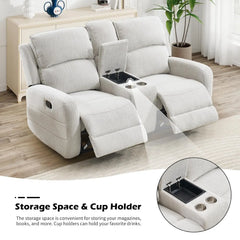 Manual Living Room Furniture Reclining Couch Set, Soft Fabric Loveseat Recliner Sofa for Meeting Room, Overstuffed, Custom