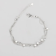 925 Sterling Silver Hollow Heart Bracelets for Women Girls Vintage