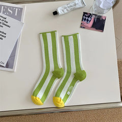 1Pairs Striped Funny Socks Korean Japanese Man Women Design Unisex Fashion Trendy Crew Stockings