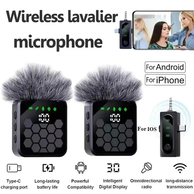 Wireless Lavalier Microphone for Camera,iPhone,Android,Video Recording  Microphone Reverb Sound Podcast Noise Reduction Clip Mic