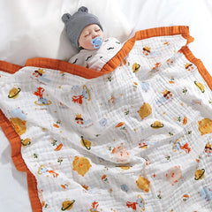 Baby Blankets 6 Layers 100% Cotton Gauze Breathable Infant Wrap Soft Absorbent Newborn Swaddle Blankets Cartoon Baby Bath Towel