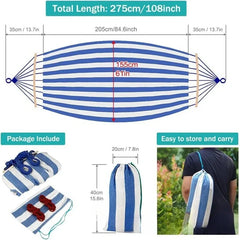 Outdoor Camping Double Canvas Hammock Wooden Curved Stick Anti Tip Swing Hammock Portable Garden Leisure Hammock