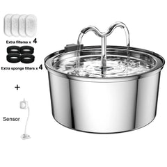 3L Cat Water Fountain Stainless Steel Pet Water Fountain with Automatic Water Fountain for Cats Inside Dog Fountain Dispenser
