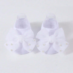 Soft Baby ulle Bow with Pearl Embellishments Socks  Ideal for Birthday & Photoshoot baby socks