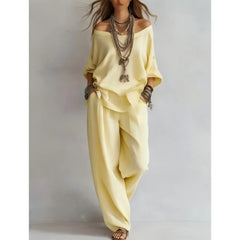 2026fashion V Neck 7 Button Sleeve Women Top Set 2 Pieces Spring