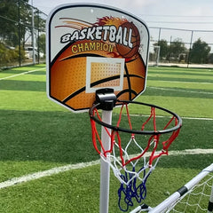 2-in-1 Kids Soccer Goal and Basketball Hoop Set Portable Indoor Outdoor Sports Game Toy for Toddlers Boys
