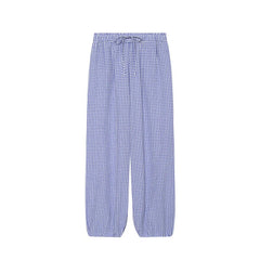 Women's Long Pants 2026 Summer New Style Red Plaid Drawstring Lantern Pants Long Pants Beach Vacation Casual Fashion