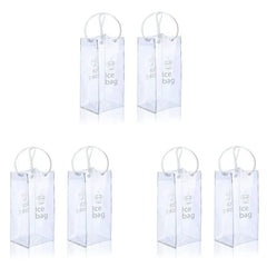 AFOURT-Ice Wine Bag Portable Collapsible Clear Wine Pouch Cooler With Handle For Party,Outdoor,Champagne,Cold Beer,6Pack