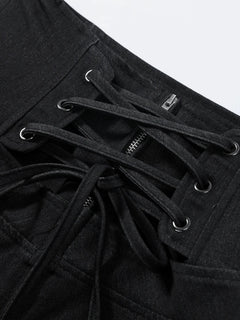 Fashion Women Pant Set Fashion Stand Collar Single Breasted Short Sleeve Cropped Coat And Lace Up Wide Leg Pant Casual Outwear