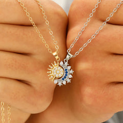 LATS New Stainless Steel Magnetic Sun Moon Couple Necklace Fashion Chain for Men and Women Good Friend Gifts Trend Jewelry