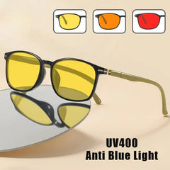 Fashionable Color Blocking Night Vision Blue Light Blocking Glasses Orange or Red Lenses for Computer Gaming Protective Eyewear