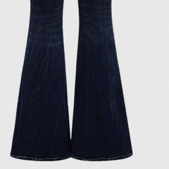 Jeans Flare Pants Women Vintage Boot Cut Embroidery Pockets Rhinestone Washed Female Distressed Denims Trousers Streetwear