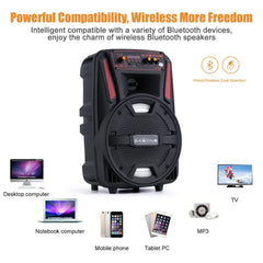 1000W Portable Bluetooth Speaker 8' Subwoofer Heavy Bass Sound System Party With Remote and Mic Led Light DJ Karaoke Speaker