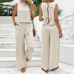 Summer New Women's Fashion Sleeveless Tank Top Casual Pants Set
