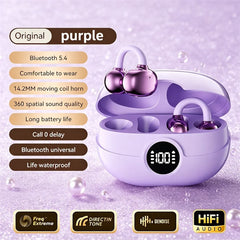 Open Wireless Earphone Fashion Plated Ear Clip Bluetooth Headset 9D Surround Stereo 0 Delay Long Battery Life Game Condenser Mic