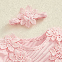 3D Flower Summer Baby Girls Romper Princess Mesh Newborn Clothes Lace