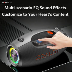 ZEALOT-S86 60W Portable Wireless Speaker with 8000mAh Battery, 360° Surround Sound, RGB Lights, Outdoor Camping Speaker, Waterproof Speaker for the Beach