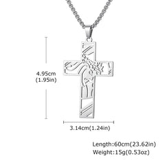 Stainless Steel Cross Necklace Catholicism Jesus Pendant Gold Color Collar Church Prayer Faith Jewelry for Men Women Gift
