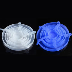 6 Pcs Silicone Cover  Stretch Lids for Kitchen Microwave Food Covers Bowl Caps Elastic Silicone Lid Cap Universal Adaptable Lids