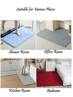 Inyahome Bath Room Floor Mats Rug Carpet Non Slip Velvet Thick Soft and Comfortable Water Absorbent Machine Washable Red Mint