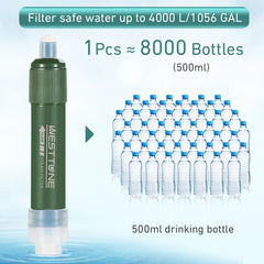 Mini Camping Purification Water Filter Straw TUP Carbon Fiber Water Bag for Survival or Emergency Supplies