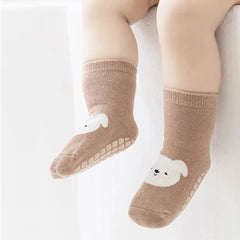 6 Pairs Cartoon Animal Baby Glue-On Socks, Kid's Anti-Slip Trampoline Socks, Suitable for Babies When They Are Learning to Walk