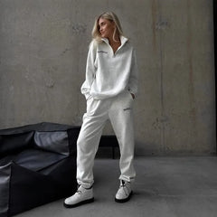 Autumn Women's Tracksuit with Zipper Oversize Hoodie Classic Two Piece