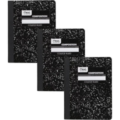 3 Pack Composition Notebooks, College Ruled, 7-1/2"*9-3/4", 100 Sheets Each (200 Pages), Classic Black Marble Hard Cover, Stitched Binding Smooth Ink Resistant Paper, Bulk Comp Books for School College Office Journaling Note