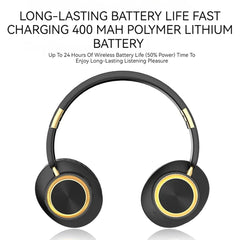 Bluetooth Headphones Wireless Headset Foldable Over Ear HiFi Stereo Heavy Bass Gaming Earphones With Microphone Extended Battery Life Portable Design Comfortable Fit Adjustable Headband Suitable For Travel Sports Work Laptop