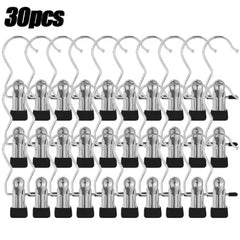 Premium Stainless Steel Clothes Pegs with Hooks - Space-Saving Laundry Hangers for Pants, Towels & Closet Organization
