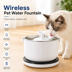 Wireless Cat Water Fountain Auto Sensor Drinking Fountain Quiet Pump 2.5L Stainless Steel Cats Dog Drinker Pet Water Dispenser