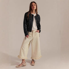 Women Baggy Wide Leg Denim Cropped Pants Vintage Y2k Pleated Ruffle Hem Elastic Low Rise Loose Fit Jeans with Pockets