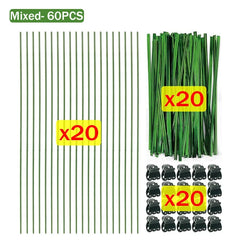 Plant Support Stakes with Orchid Clips Ties Bendable Single Stem Support Rods Holder Sticks for Potted Plants Flowers Vegetables