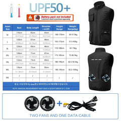 Summer Cooling 2-4 Fan Holes Fan Workwear, Unisex Short Sleeve, Outdoor Sun Protection & Cooling Vest with Built-in Fans